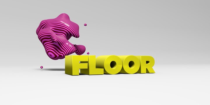 FLOOR -  color type on white studiobackground with design element - 3D rendered royalty free stock picture. This image can be used for an online website banner ad or a print postcard.