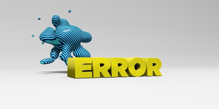 ERROR -  color type on white studiobackground with design element - 3D rendered royalty free stock picture. This image can be used for an online website banner ad or a print postcard.