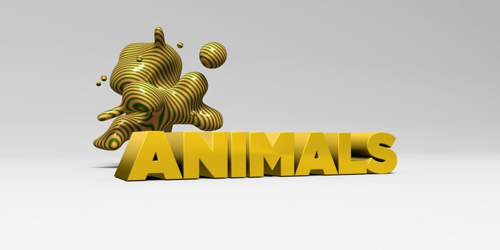ANIMALS -  color type on white studiobackground with design element - 3D rendered royalty free stock picture. This image can be used for an online website banner ad or a print postcard.