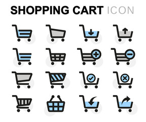 Sticker - Vector flat line shopping cart icons set