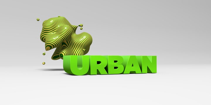 URBAN -  color type on white studiobackground with design element - 3D rendered royalty free stock picture. This image can be used for an online website banner ad or a print postcard.