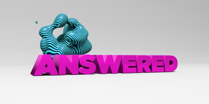 ANSWERED -  color type on white studiobackground with design element - 3D rendered royalty free stock picture. This image can be used for an online website banner ad or a print postcard.