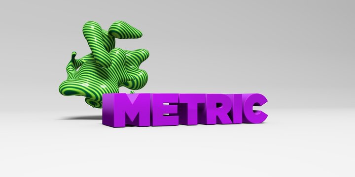 METRIC -  color type on white studiobackground with design element - 3D rendered royalty free stock picture. This image can be used for an online website banner ad or a print postcard.