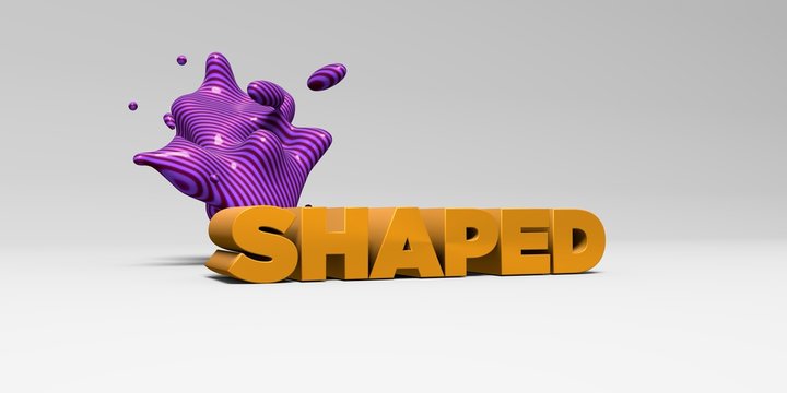 SHAPED -  color type on white studiobackground with design element - 3D rendered royalty free stock picture. This image can be used for an online website banner ad or a print postcard.