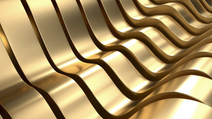 Luxury Gold Wave Abstract Background 3D Rendering