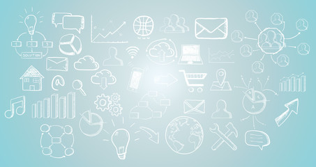 Hand drawn web icons set