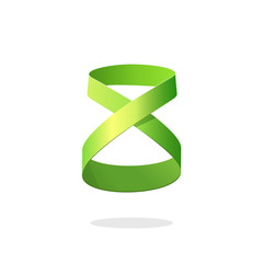 Poster - abstract green loop ribbon logo element design isolated on white background, idea of infinity, etern
