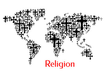  World map design of crucifix cross pattern