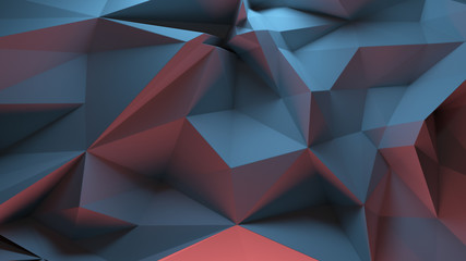 Fototapete - 3d rendering triangular background. spike and sharp forms. deformation of triangulate surface. abstr