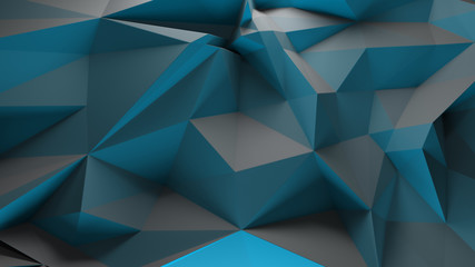 Fototapete - 3d rendering triangular background. spike and sharp forms. deformation of triangulate surface. abstr