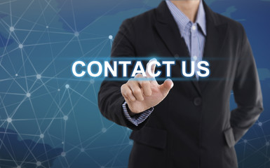 Aufkleber - Businessman hand pressing button contact us.  sign on virtual screen. business concept.