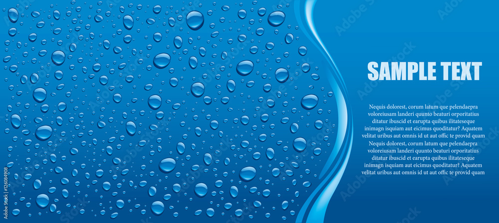 blue water drops background - obrazy, fototapety, plakaty 