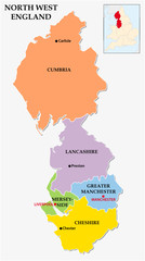 Wall Mural - north west england administrative map