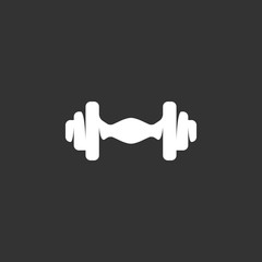 Wall Mural - Dumbbell logo on black background. Vector icon