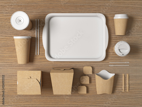 Download Burger bar set craft paper blank design fast food cardboard tableware. Mockup template kraft ...