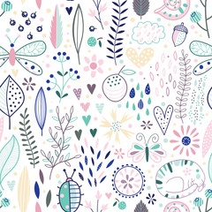 Aufkleber - Floral seamless pattern