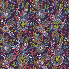 Poster - Seamless floral pattern