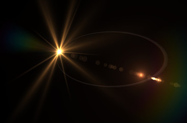 Wall Mural - lens flare effect in space 3d render
