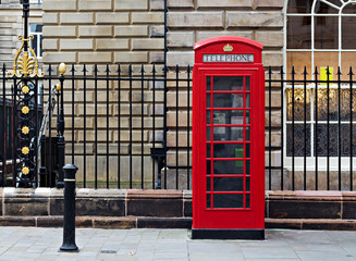 Classic single British red phone box