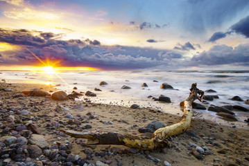 Wall Mural - sunset over the stormy sea
