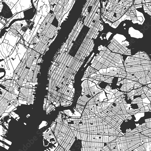 Cuadros en Lienzo New York City Manhattan One Color Map