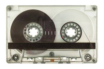 Wall Mural - transparent audio compact cassette isolated on white