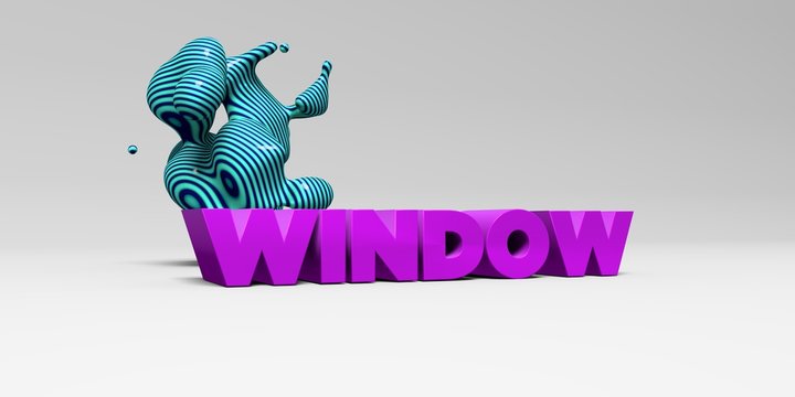 WINDOW -  color type on white studiobackground with design element - 3D rendered royalty free stock picture. This image can be used for an online website banner ad or a print postcard.