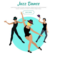 Wall Mural - Jazz Dance Conceptual Flat Style Vector Web Banner