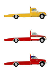 Canvas Print - A set of three retro tow truck. Side view. Flat vector.