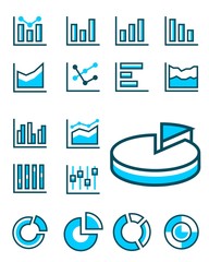 Leinwandbilder - Set of Statistic Diagram Unique Icons 