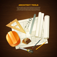 Sticker - Construction Architect Tools Background