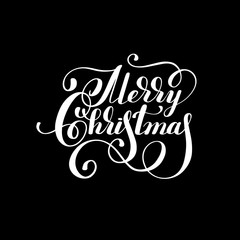 Wall Mural - black and white hand lettering inscription Merry Christmas