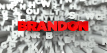 BRANDON -  Red Text On Typography Background - 3D Rendered Royalty Free Stock Image. This Image Can Be Used For An Online Website Banner Ad Or A Print Postcard.