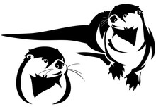 Otter Black And White Vector Design