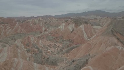 Wall Mural - beautiful aerial video of impressive rainbow mountains of danxia national park in gansu, china
