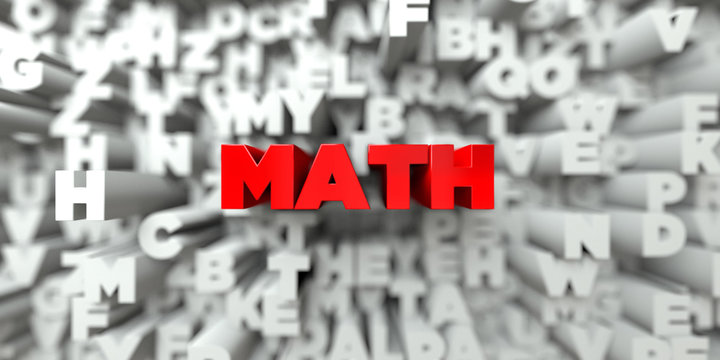 MATH -  Red text on typography background - 3D rendered royalty free stock image. This image can be used for an online website banner ad or a print postcard.