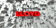 LLOYD -  Red text on typography background - 3D rendered royalty free stock image. This image can be used for an online website banner ad or a print postcard.