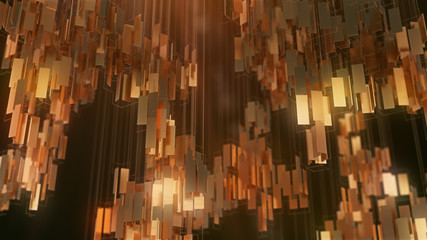 Aufkleber - Golden rectangles abstract futuristic background. 3d rendering