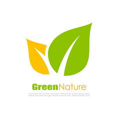 Sticker - Green natural leaf logo