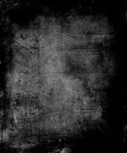 Scary Abstract Vintage Grunge Background With Faded Central Area For Your Text Or Picture, Scratched Halloween Black Background
