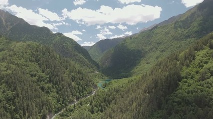 Wall Mural - wild mountain scenery china aerial view