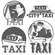 Collection of vector retro taxi logotypes