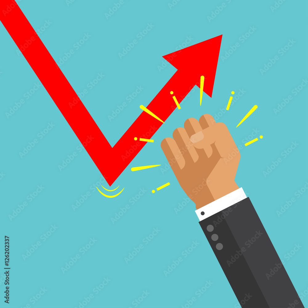 hand punch drop down graph. fight with loss. try to keep up stock rate ...