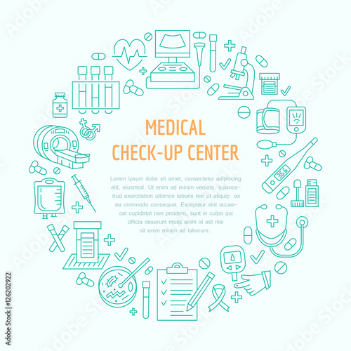 Medical Poster Template Vector Line Icon Illustration Of Medical
