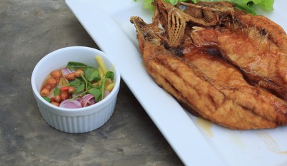 Sticker - fried fish with fish sauce