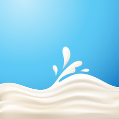 Wall Mural - Vector milk or cream waves on blue background