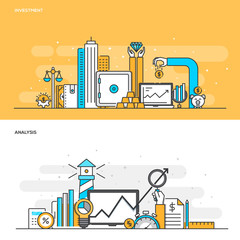 Poster - flat line color concept- investment and analysis- color