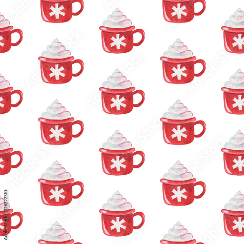 Stoffe zum Nähen Aquarell Musterdesign: Merry Christmas Cup