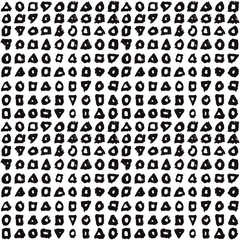 Poster - Seamless pattern with hand drawn black-and-white triangles, circles and squares