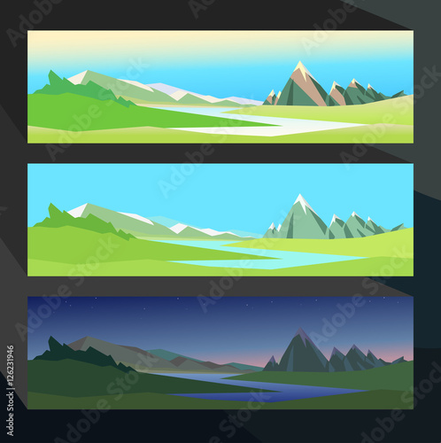 Summer In The Valley Of A Mountain River In Different Time